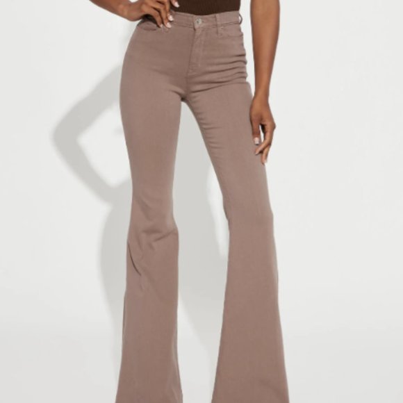 Tall Santorini Super Stretch Flare Jeans - Mocha - Picture 1 of 2